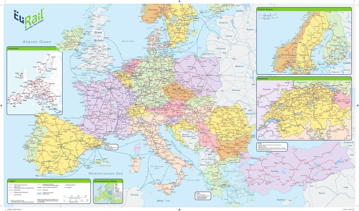 zemljevid eurail irska