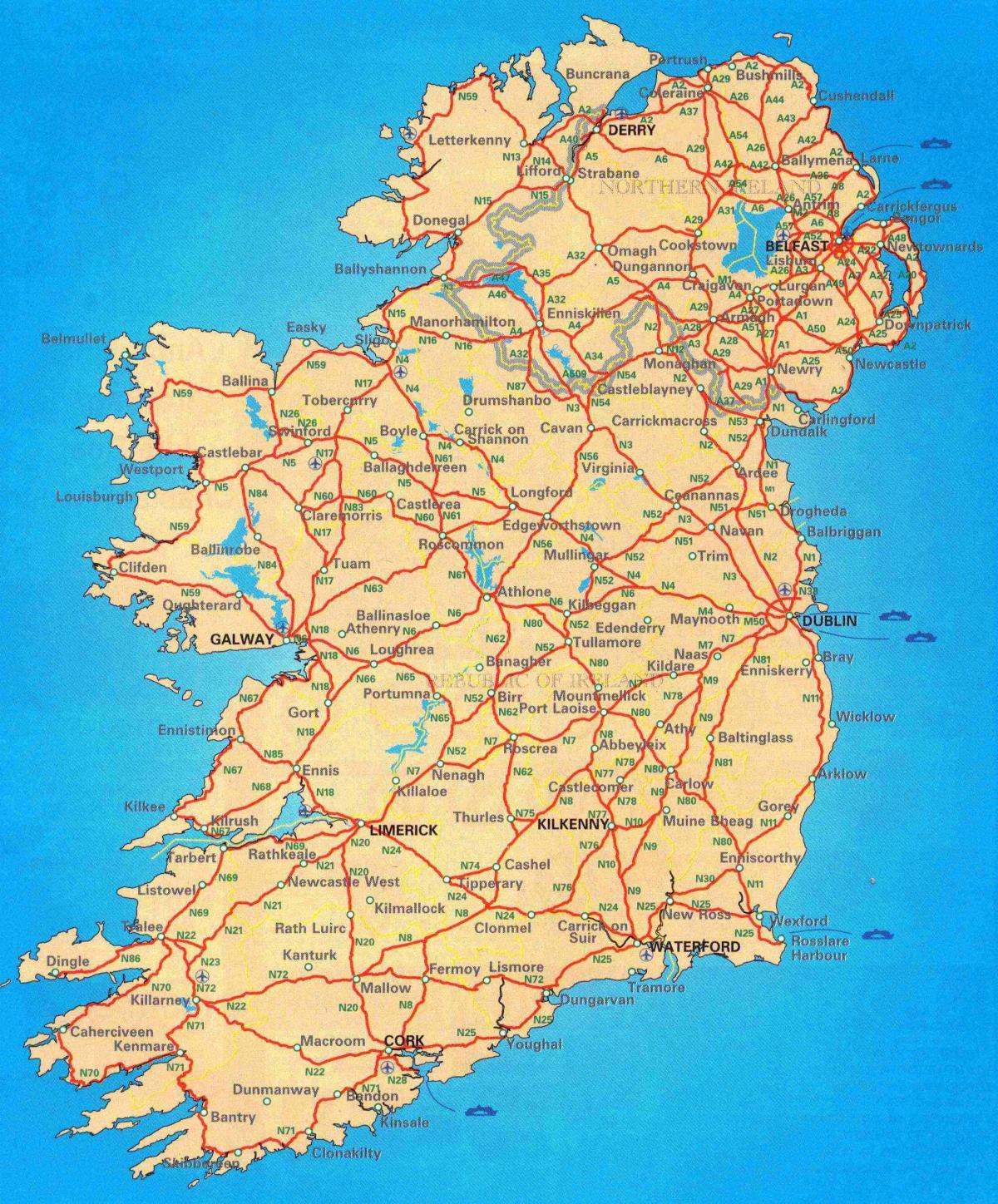 brezplačno cestni zemljevid irska