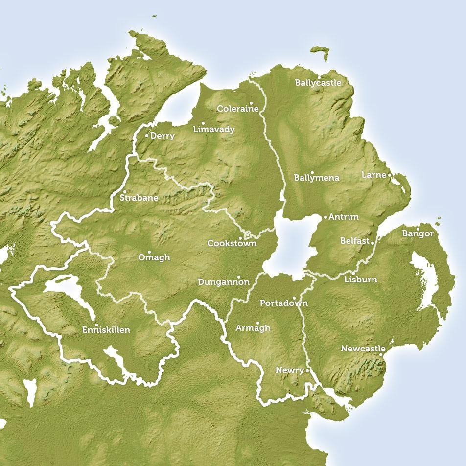 zemljevid regionalni zemljevid severna irska