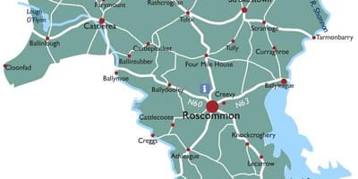 Zemljevid občine roscommon irska