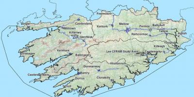 Podroben zemljevid zahodne irske