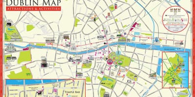 Zemljevid turističnih znamenitosti, dublin, irska